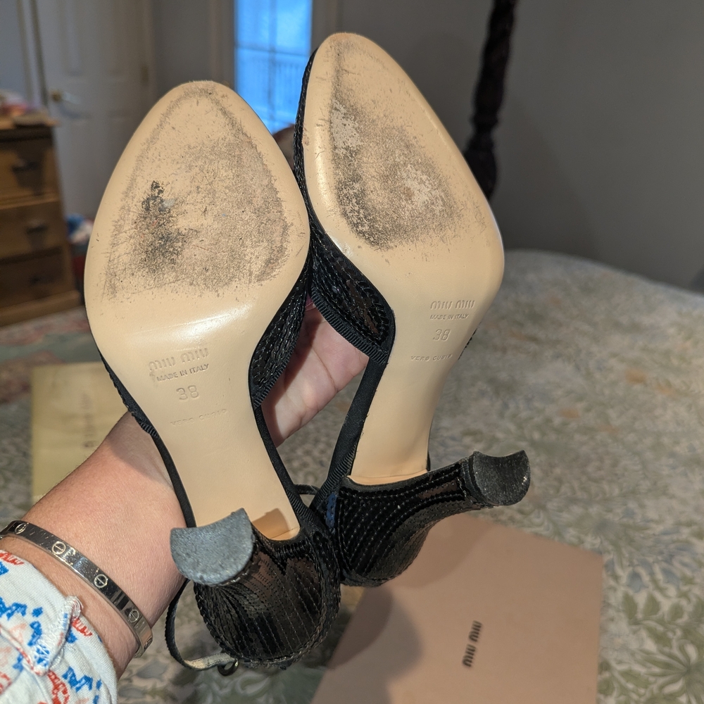 Miu Miu Black Sparkle Women's Heels - Picture 9 of 15